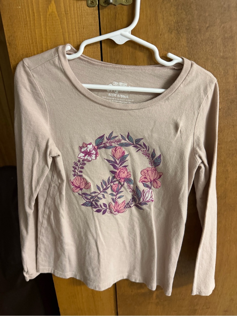 OshKosh B'gosh Girls' Pink Floral Peace Long-Sleeve Top